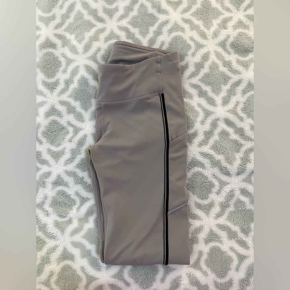 Gray Leggings with Black Stripe